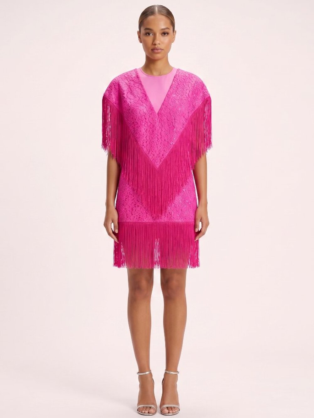 NWT Les Bourdelles Les Garçons Pink Lace Fringe Dress NWT Size 42 Made in Italy